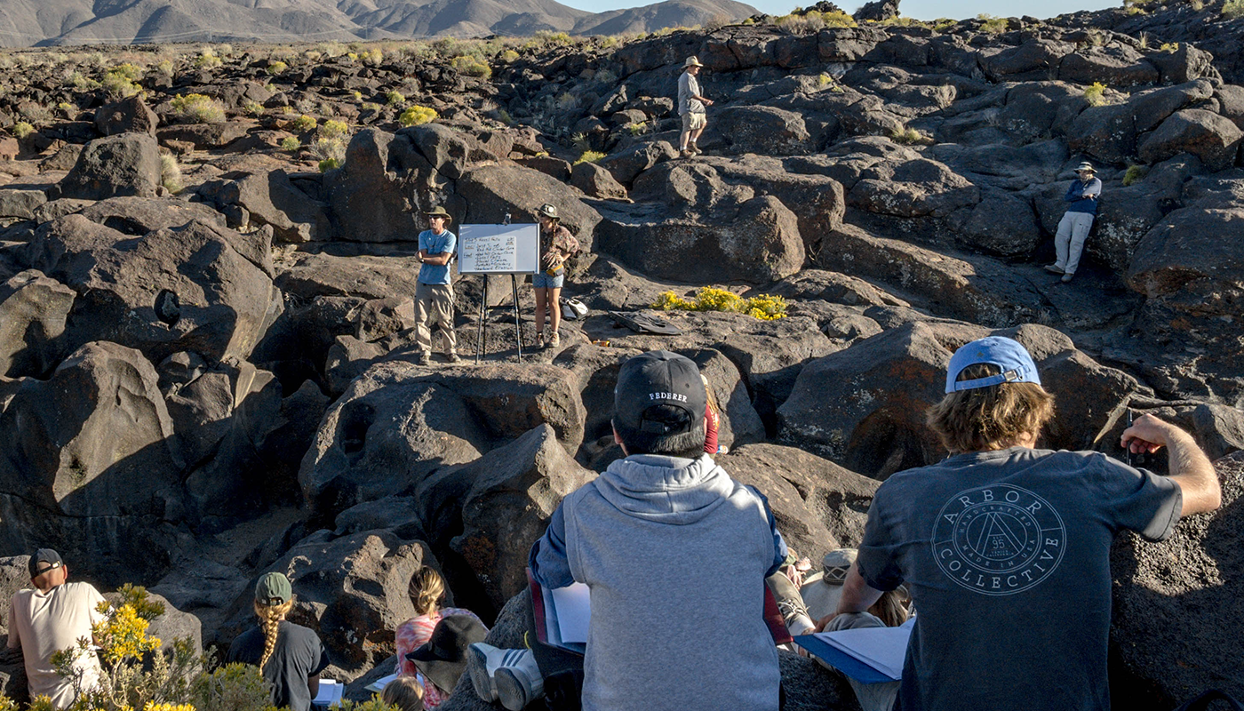 SBCC Earth and Planetary Science students studying outdoors
