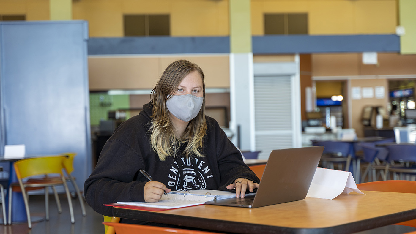 Student Studying With Mask
